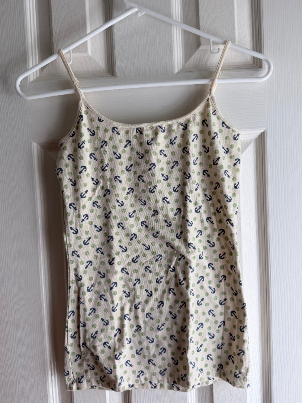 Merona Women Size XS Cream Camisole Layering Top w/ Anchors and Dots 95% Cotton